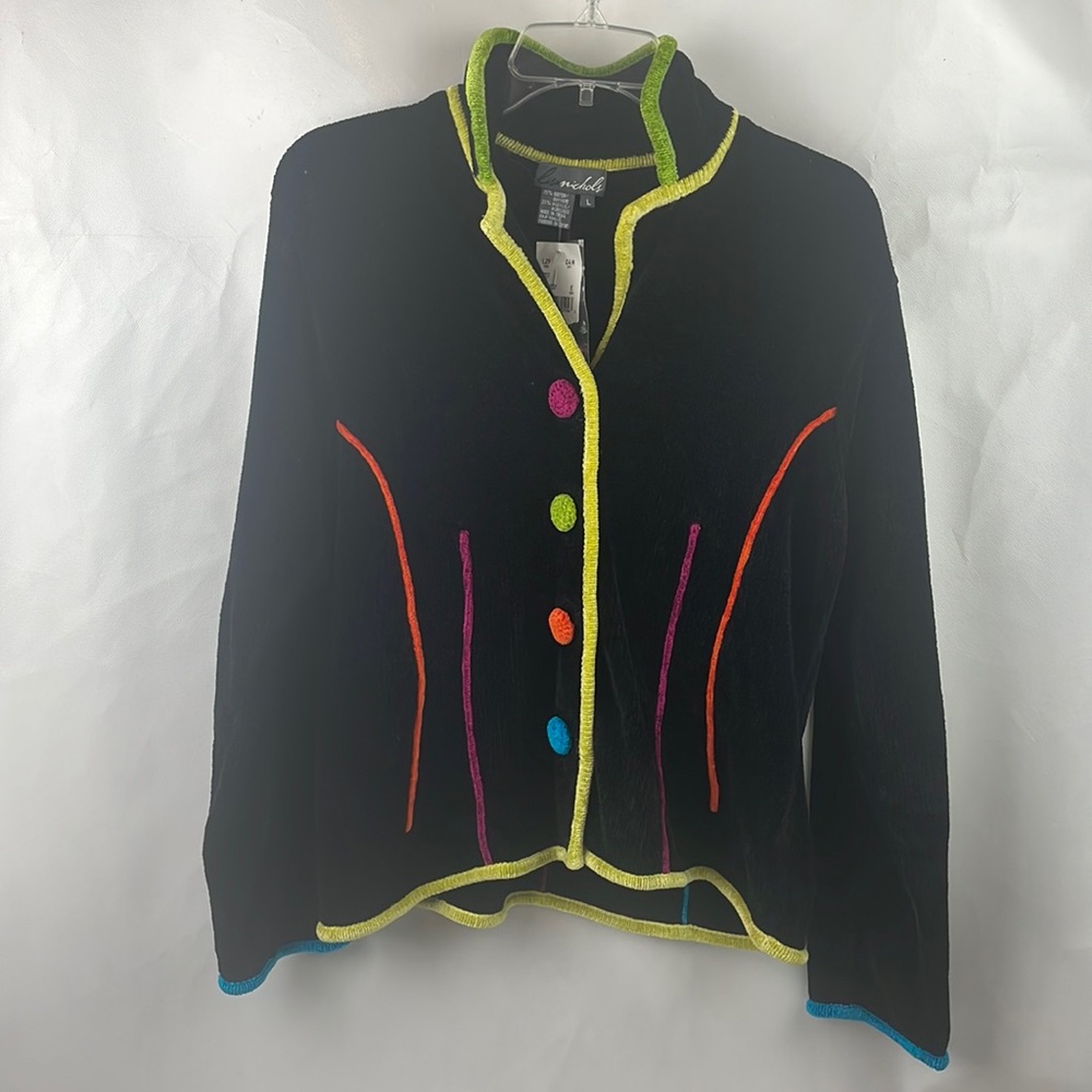 Lisa Nichols Vintage Colorful Women’s knit Cardigan Sweater Sz L